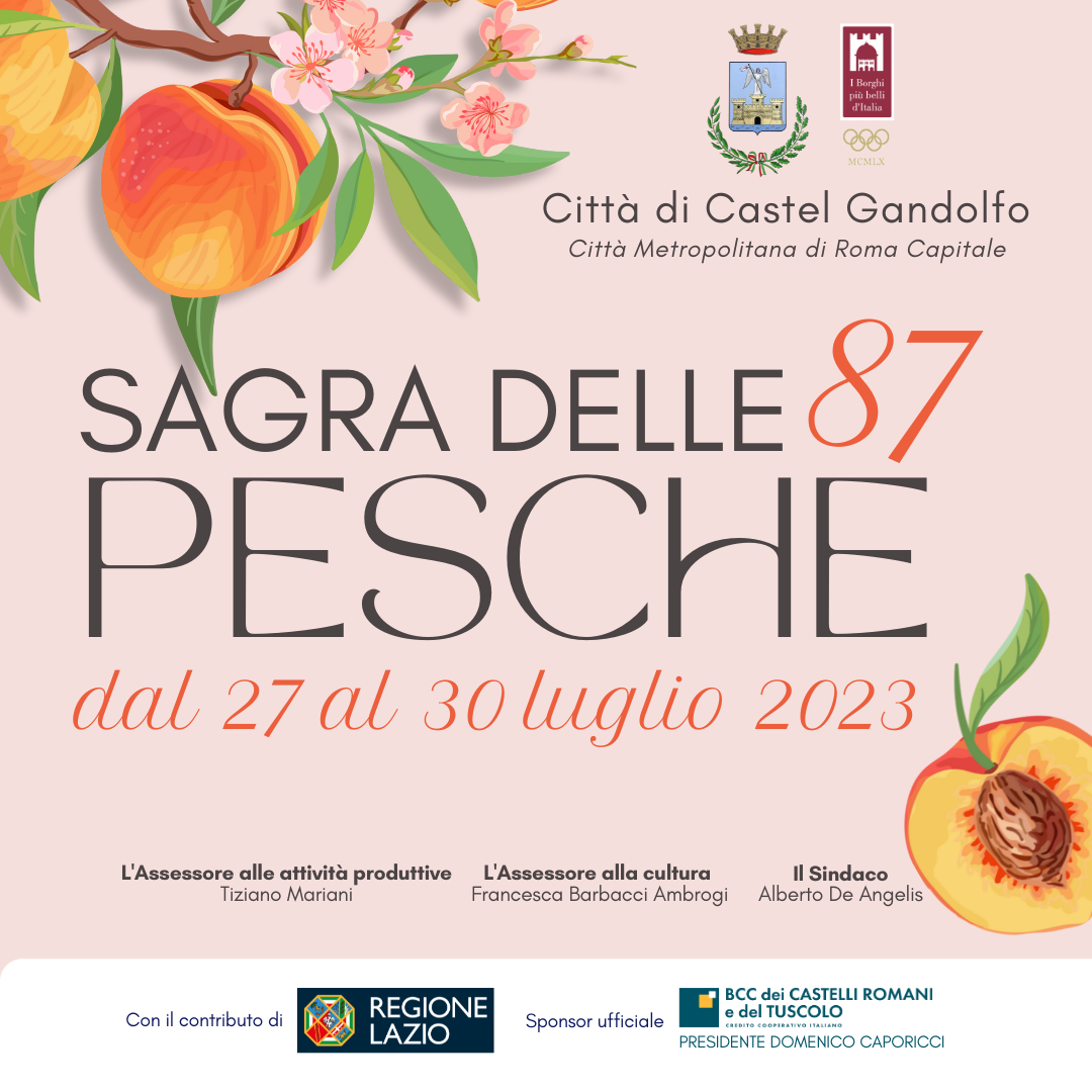 Sagra delle Pesche 2023 a Castel Gandolfo dal 27 al 30 luglio